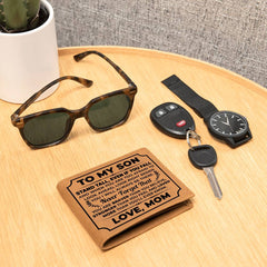 To My Son Stand Tall (Black) – Leather Wallet